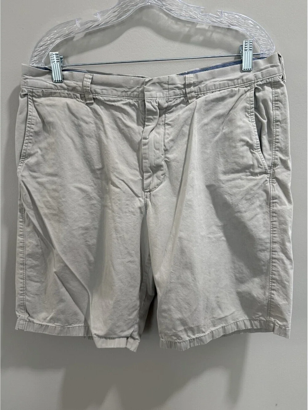 J.Crew Men's Beige Chino Shorts Cotton Flat Front Zip Slash Pockets Solid 10.5